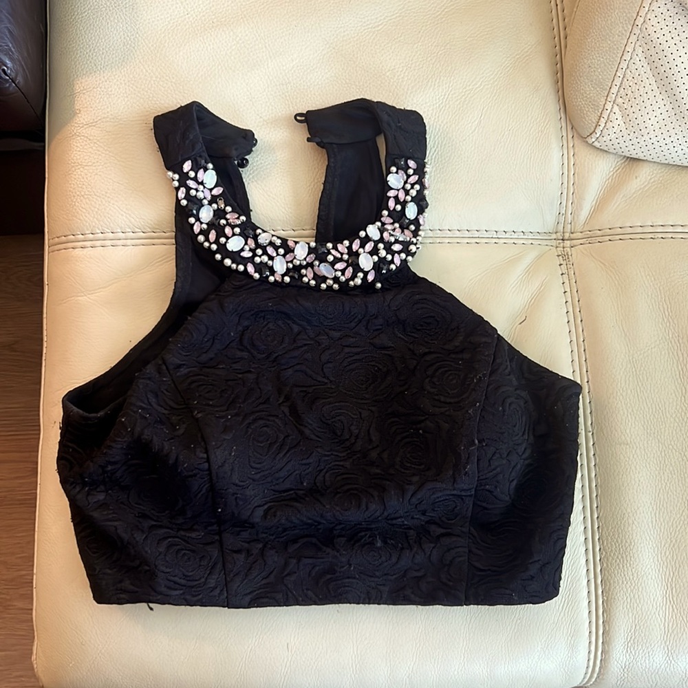 Black formal crop top